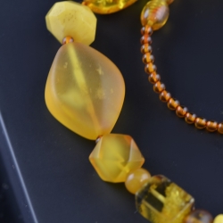 Amber necklace for adults mix cognac yellow
